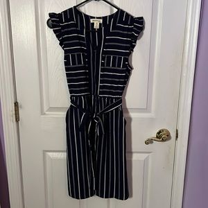 Navy blue white striped dress